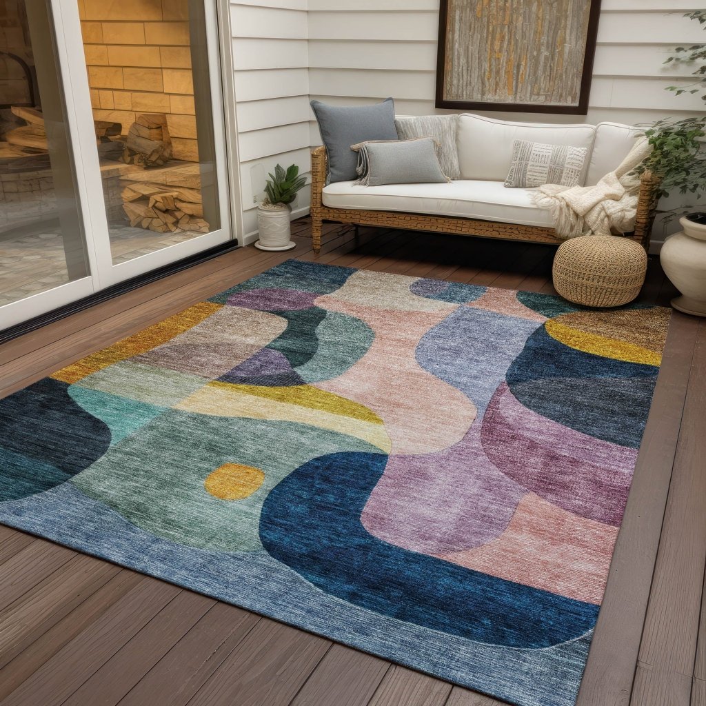LOOMLAN Rugs Evan Green Washable Indoor-Outdoor Rug