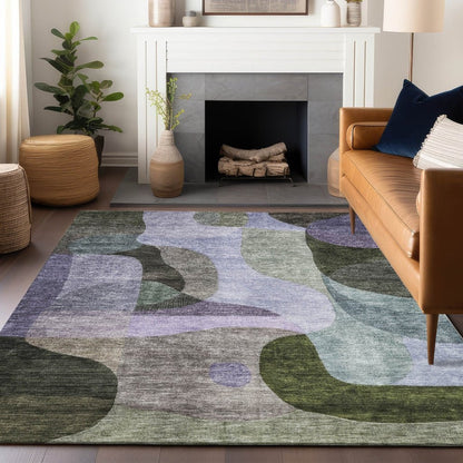 LOOMLAN Rugs Evan Olive Washable Indoor-Outdoor Rug