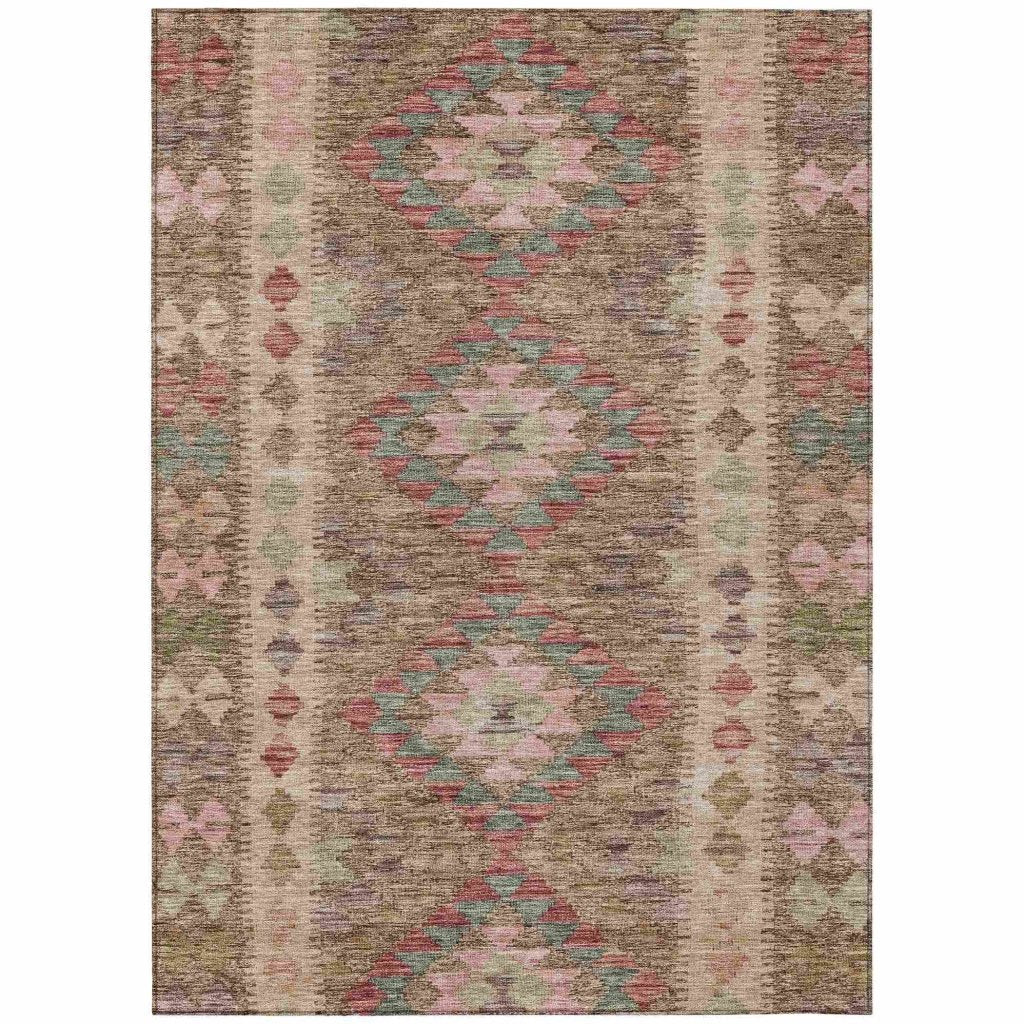 LOOMLAN Rugs Evynne Brown Washable Indoor-Outdoor Rug