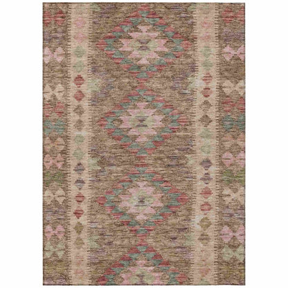 LOOMLAN Rugs Evynne Brown Washable Indoor-Outdoor Rug