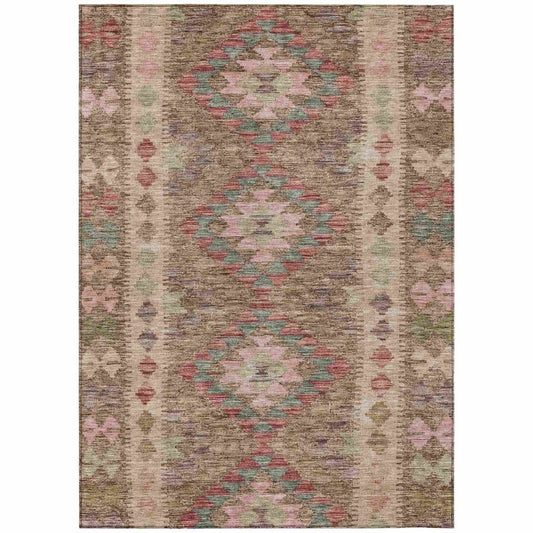 LOOMLAN Rugs Evynne Brown Washable Indoor-Outdoor Rug