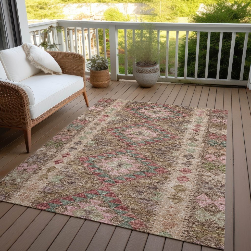 LOOMLAN Rugs Evynne Brown Washable Indoor-Outdoor Rug