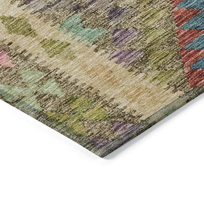 LOOMLAN Rugs Evynne Green Washable Indoor-Outdoor Rug