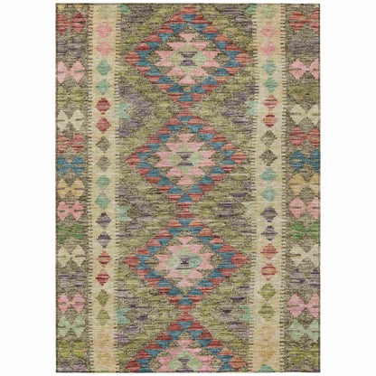 LOOMLAN Rugs Evynne Green Washable Indoor-Outdoor Rug