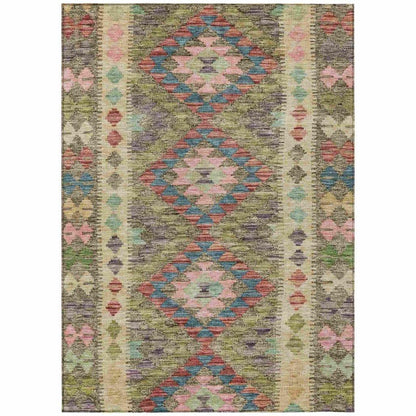 LOOMLAN Rugs Evynne Green Washable Indoor-Outdoor Rug