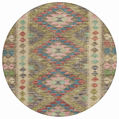LOOMLAN Rugs Evynne Green Washable Indoor-Outdoor Rug