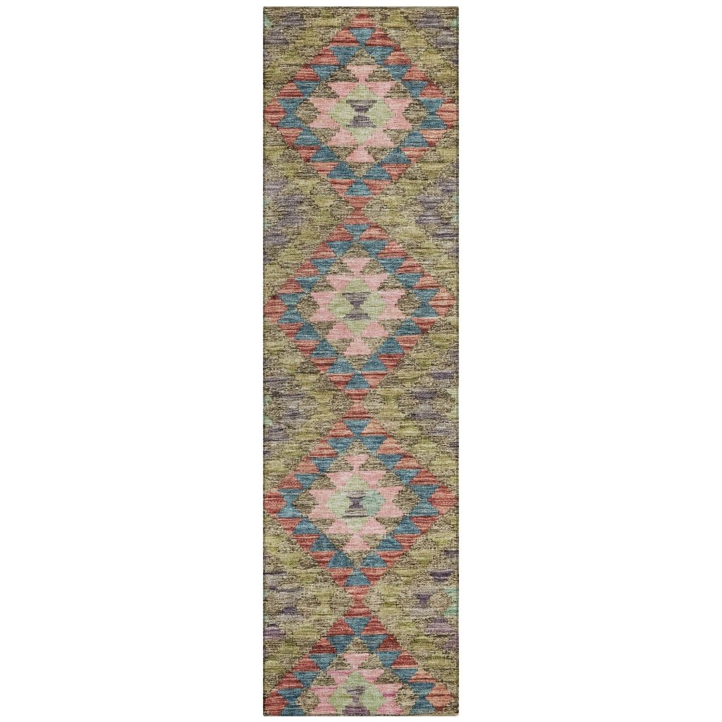 LOOMLAN Rugs Evynne Green Washable Indoor-Outdoor Rug