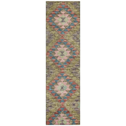 LOOMLAN Rugs Evynne Green Washable Indoor-Outdoor Rug