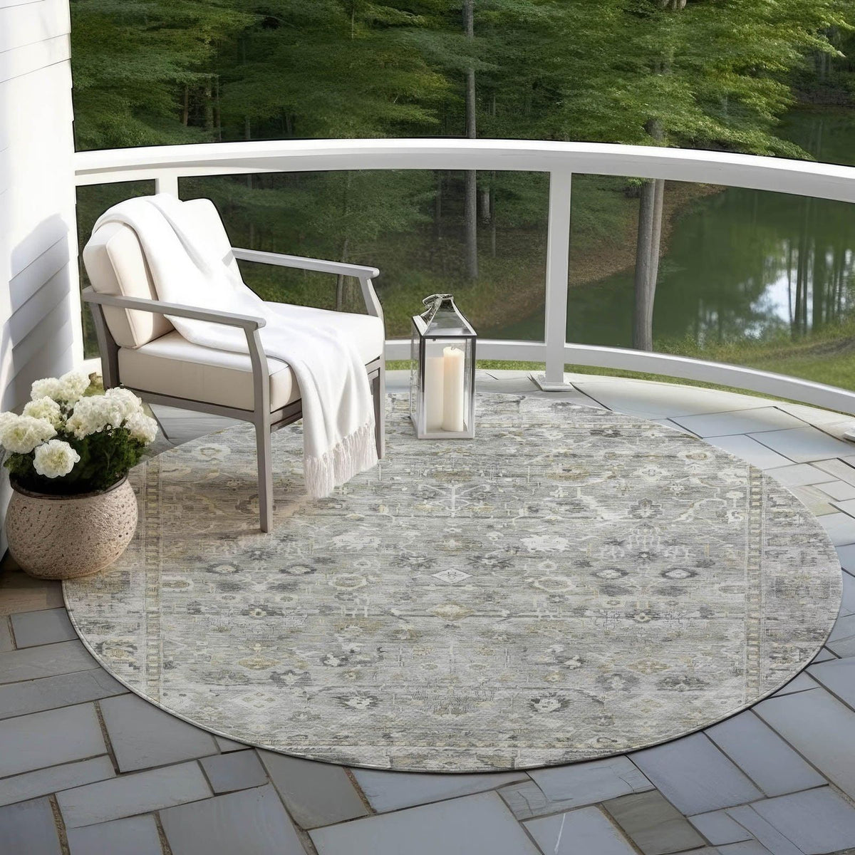 Laeel Gray Washable Indoor-Outdoor Rug