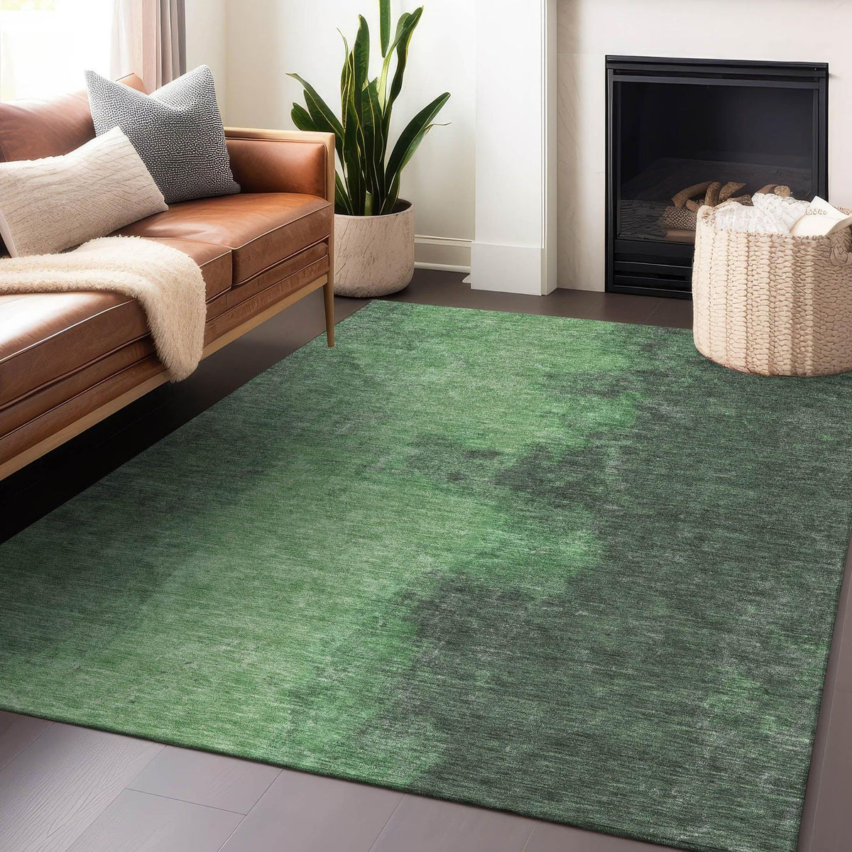 Iriion Green Washable Indoor-Outdoor Rug -- green