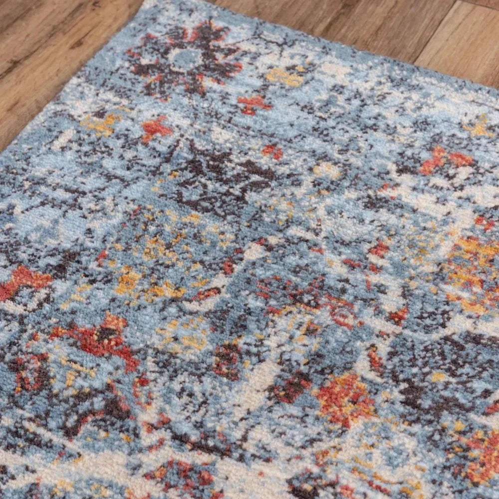 Cyri Geometric Blue/ Beige Large Area Rugs -- beige