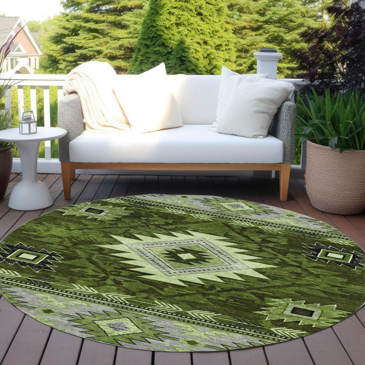 Jaelas Green Washable Indoor-Outdoor Rug
