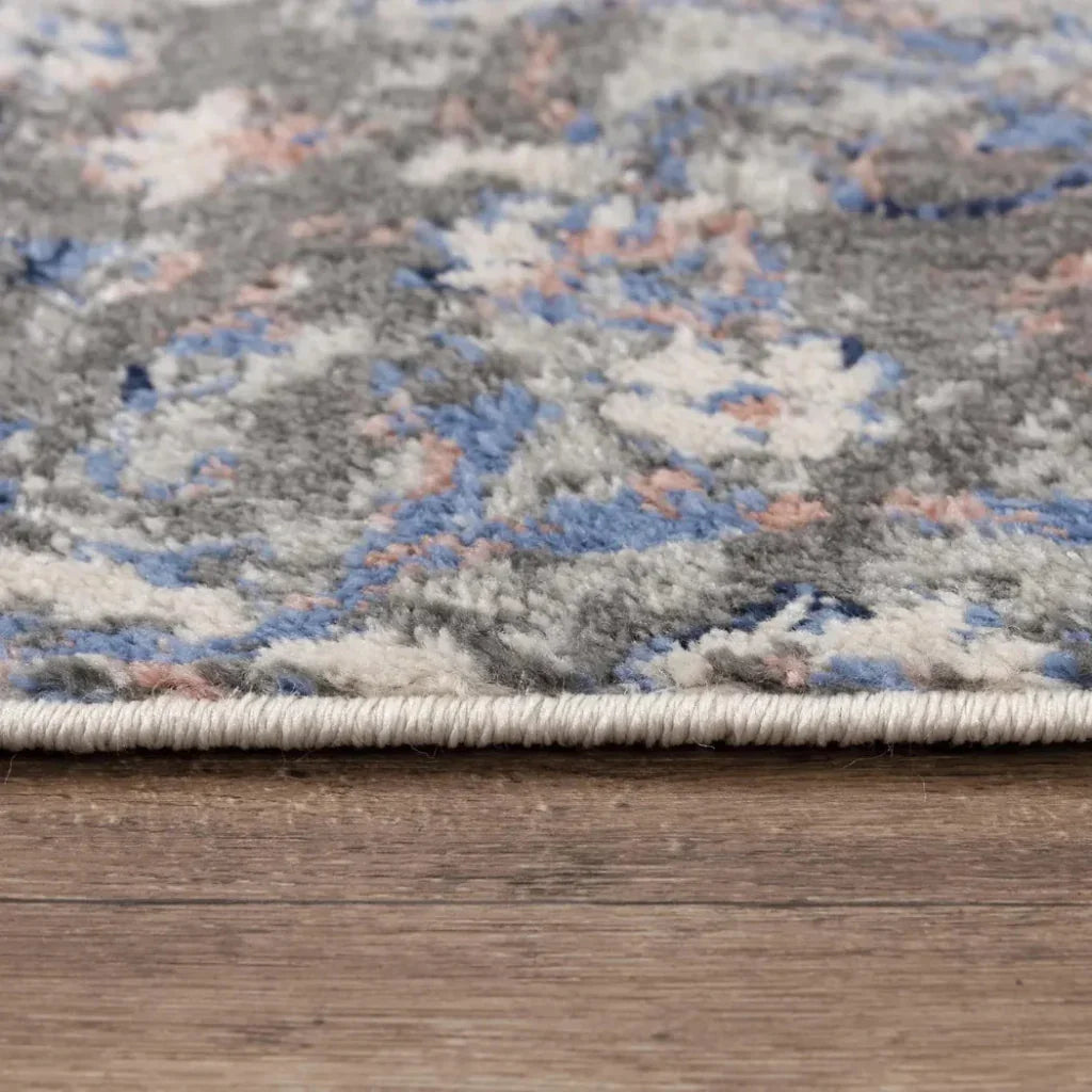 Damp Medallion Blue Kitchen Hallway Runner Rug - LOOMLAN - LOOMLAN - Area Rugs