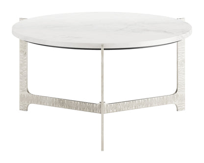 Barmas White and Silver Round Coffee Table