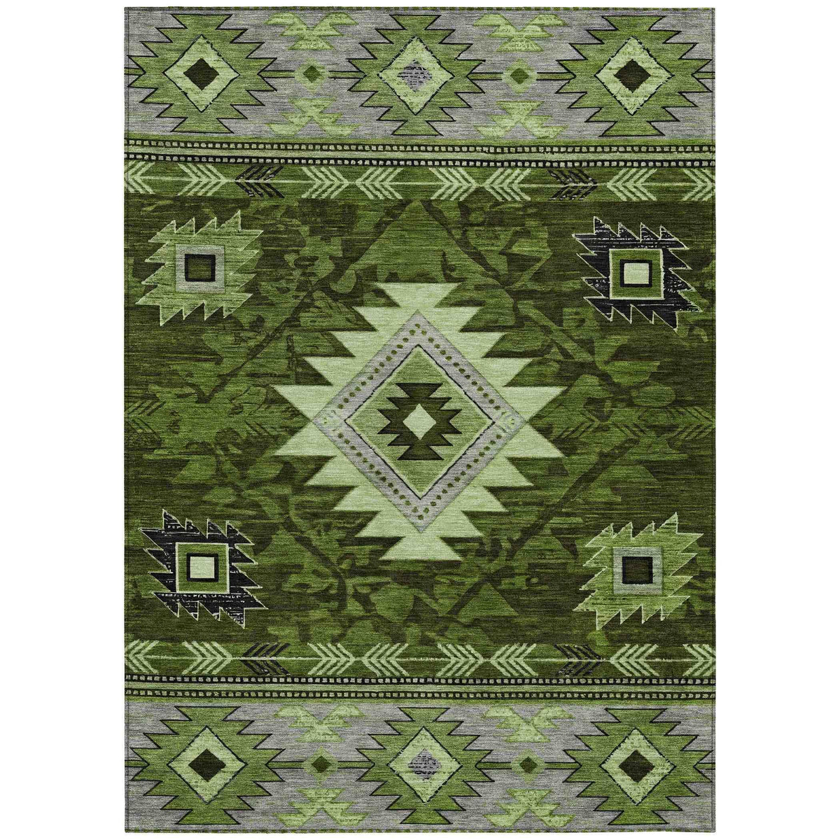 Jaelas Green Washable Indoor-Outdoor Rug