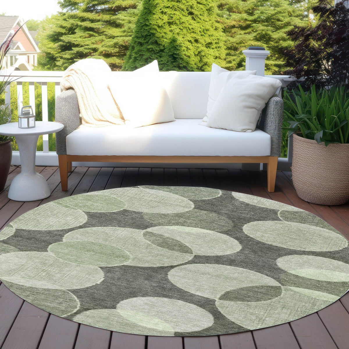 Jaelanor Green Washable Indoor-Outdoor Rug