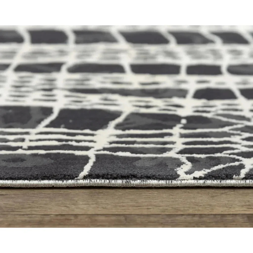 Dish Abstract Black Kitchen Hallway Runner Rug - LOOMLAN - LOOMLAN - Area Rugs