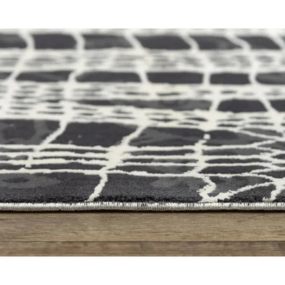 Dish Abstract Black Kitchen Hallway Runner Rug - LOOMLAN - LOOMLAN - Area Rugs