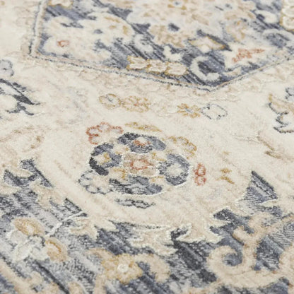 Curl Medallion Blue Area Rugs For Living Room -- blue