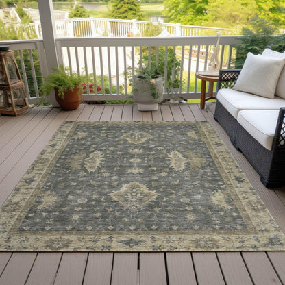 Iriaris Gray Washable Indoor-Outdoor Rug
