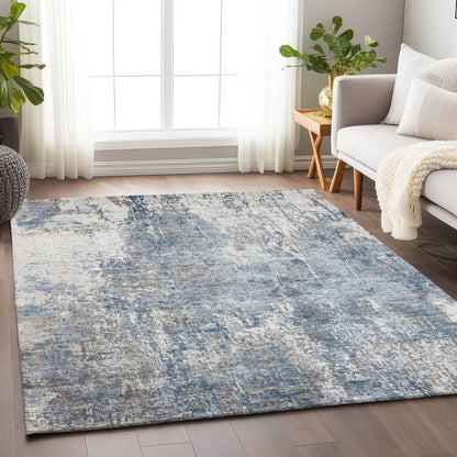 Kaelion Blue Washable Indoor-Outdoor Rug -- blue