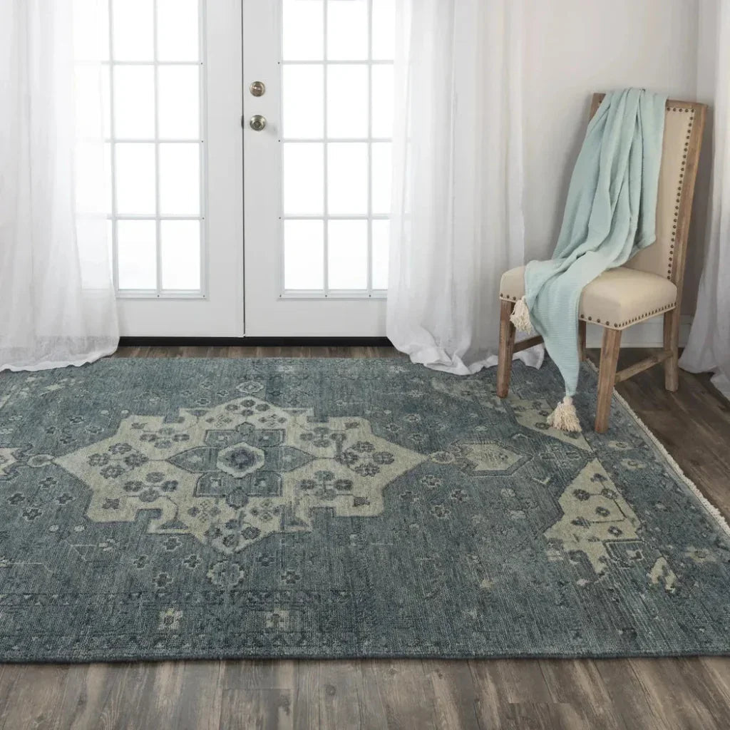 Agio Medallion Dark Blue Large Area Rugs -- blue