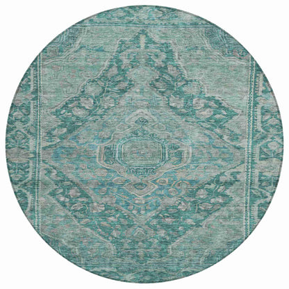 Kaelanor Teal Washable Indoor-Outdoor Rug