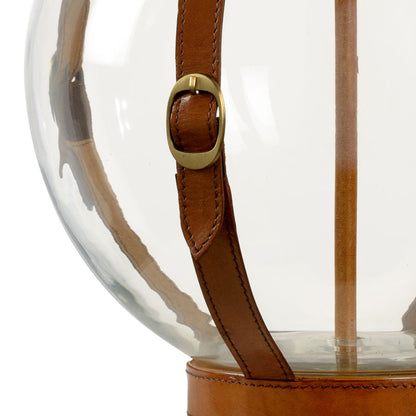 Chelsea House Sierra Chestnut Leather Straps Brass Accents Table Lamp