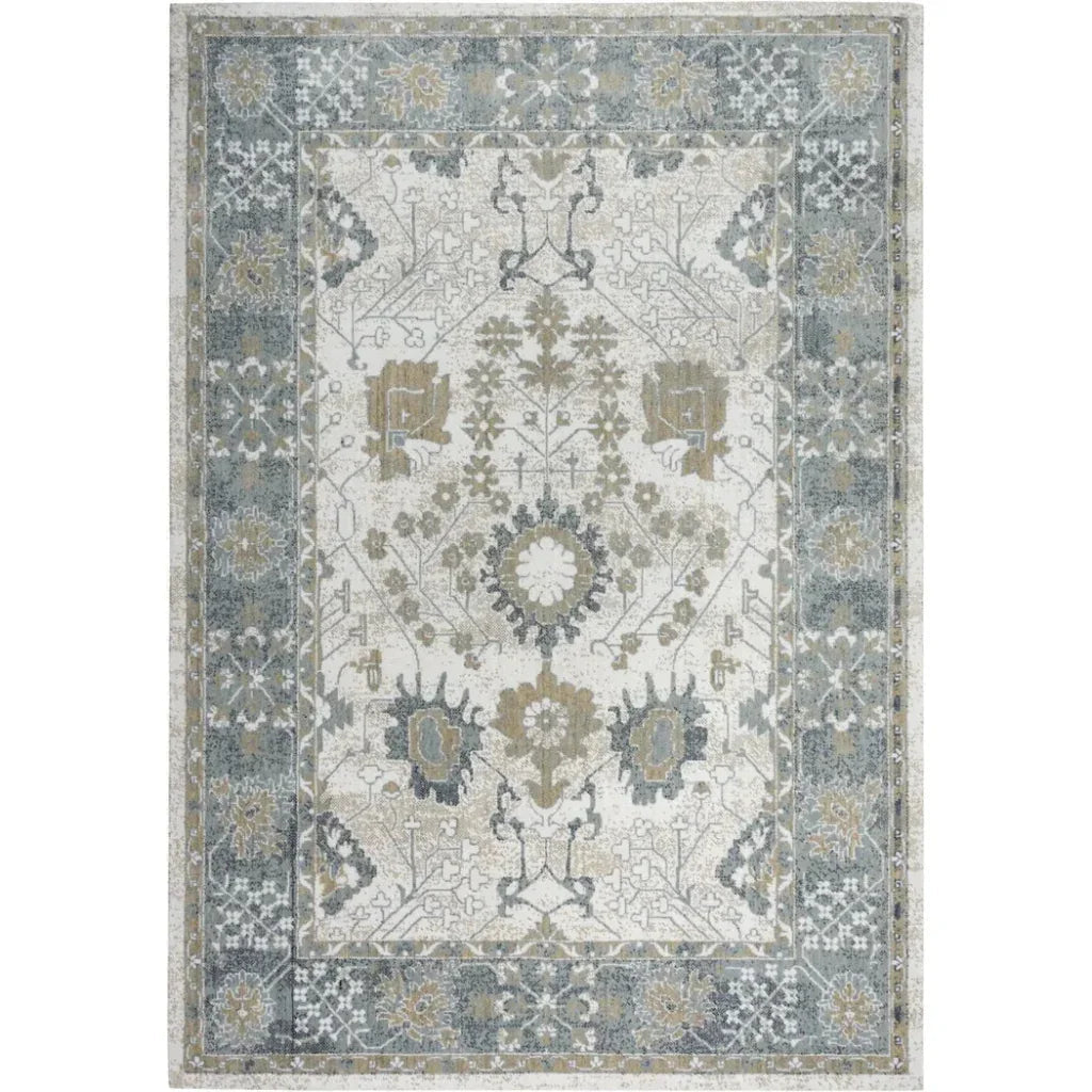 Batu Floral Gray Large Area Rugs For Living Room