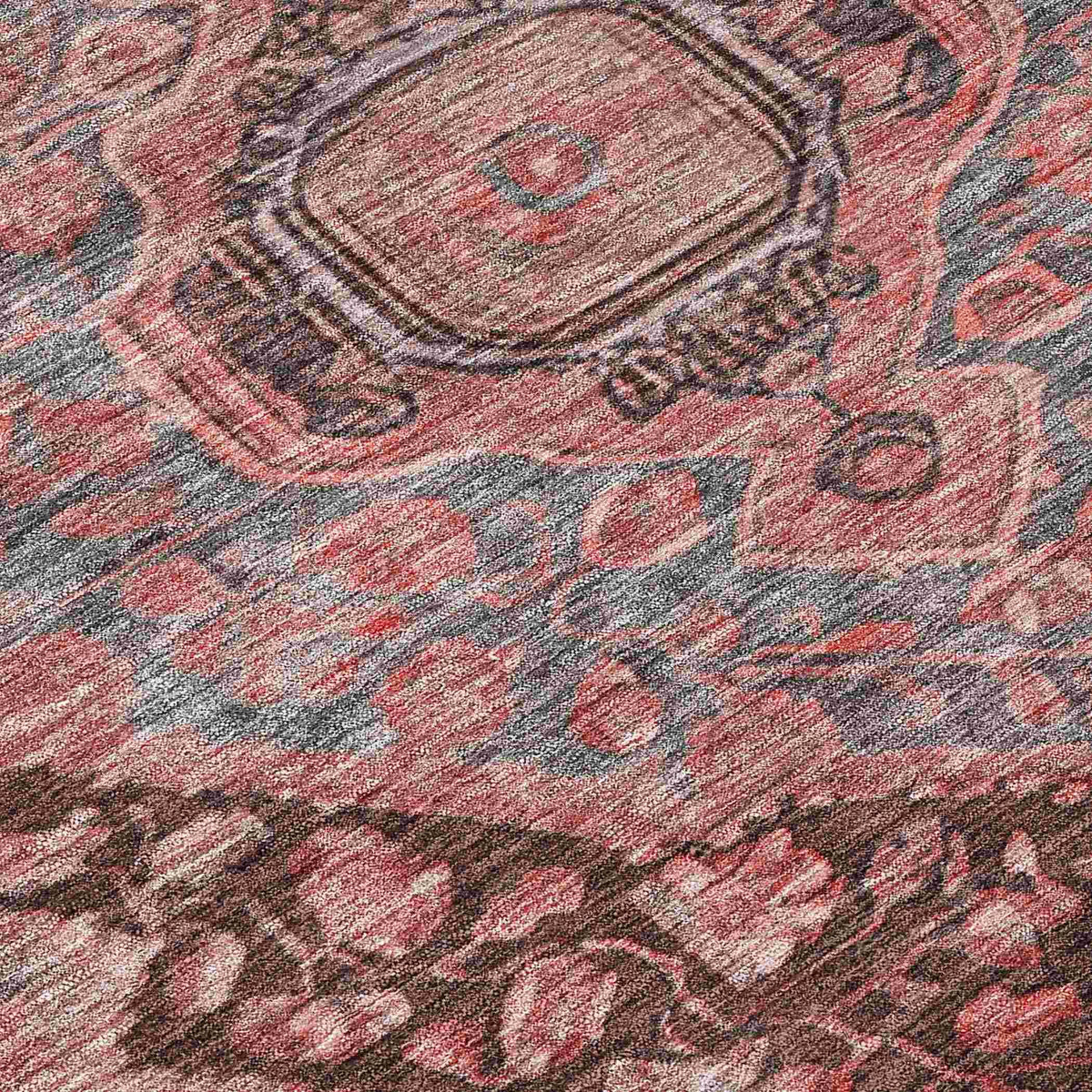Kaelanor Orange Washable Indoor-Outdoor Rug