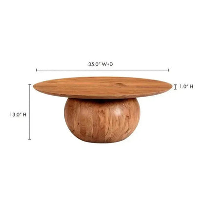 Natural Wood Round Coffee Table Bradbury -- view 8