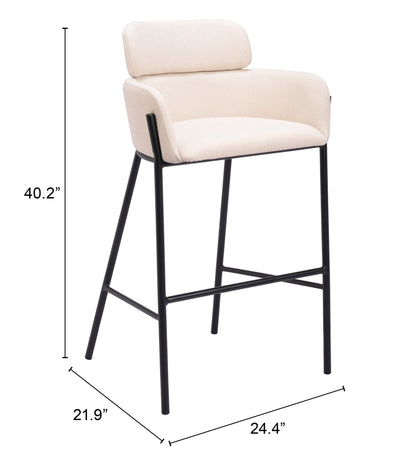 Bremor Steel Beige Barstool