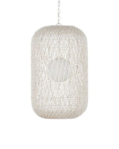 34.5 in. Cocoon Iron and Glass White Pendant