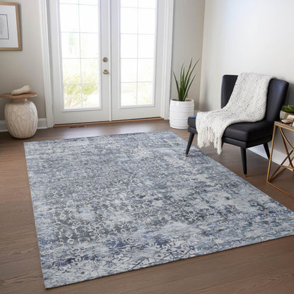 Jaelara Blue Washable Indoor-Outdoor Rug -- blue
