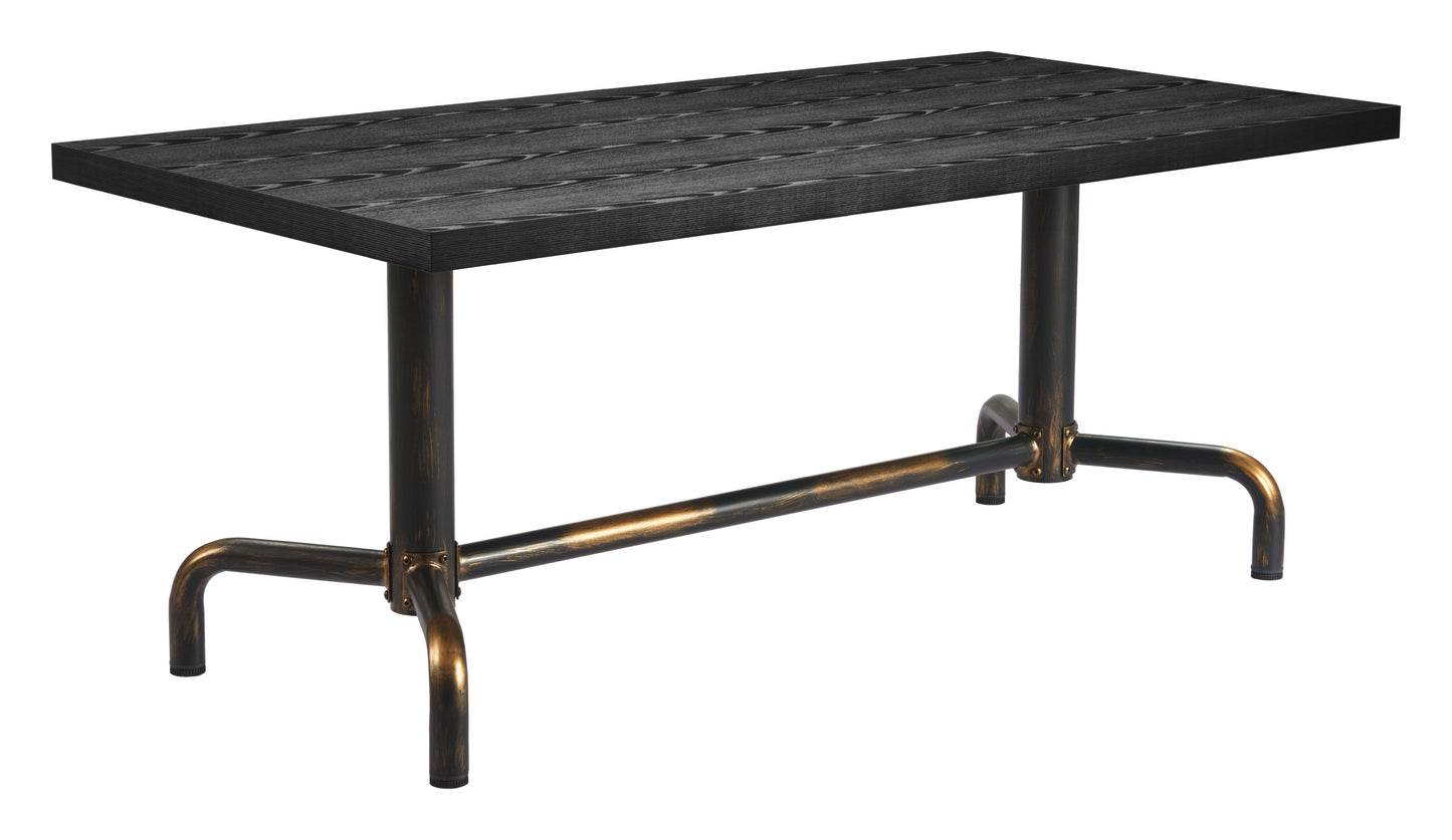 Neum Wood and Steel Black Rectangular Dining Table