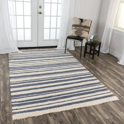 Acum Stripe Blue Area Rugs For Living Room -- blue