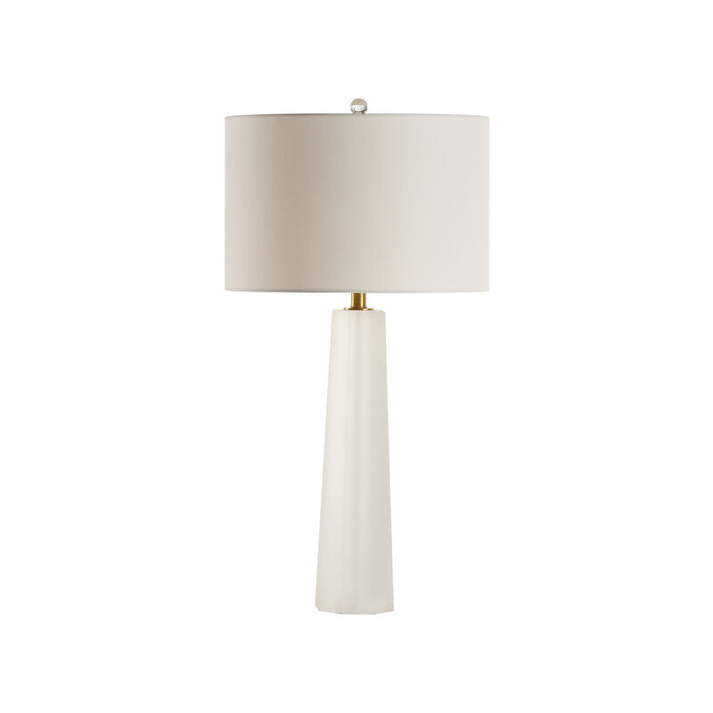 Chelsea House Frosted Crystal Crisp White Fabric Shade Table Lamp