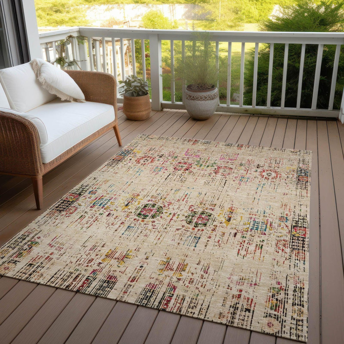 Haelon Beige Washable Indoor-Outdoor Rug