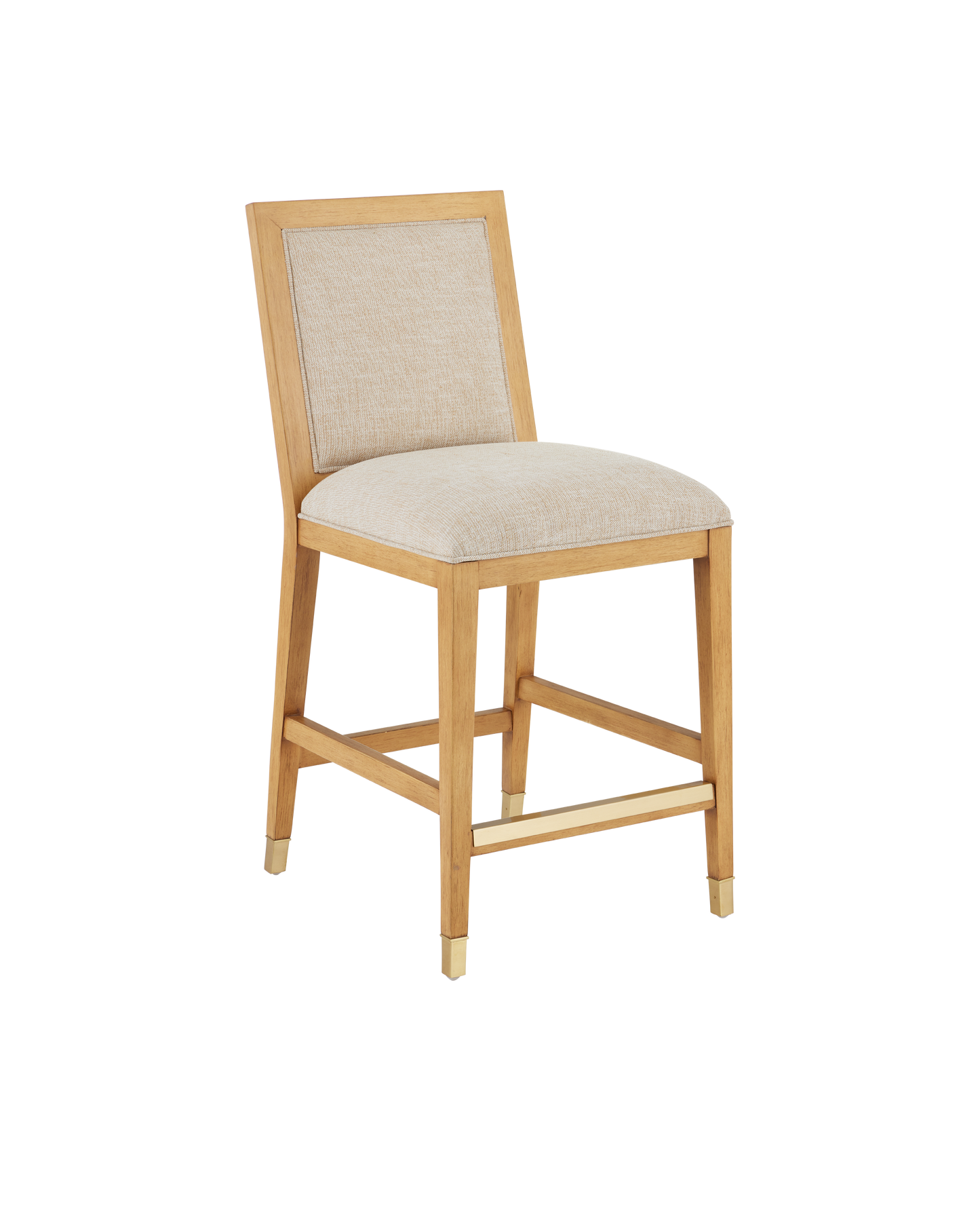 Santos Sea Sand Mahogany and Rattan Beige Counter Stool