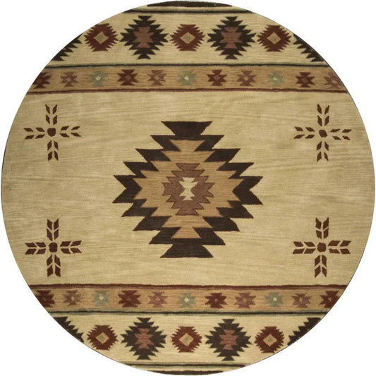 Daxy Khaki Round Area Rugs For Dining Room