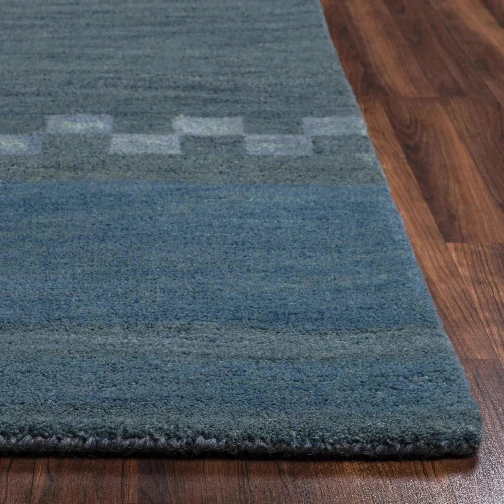Bush Wool Blue Hallway Kitchen Runner Rug -- blue