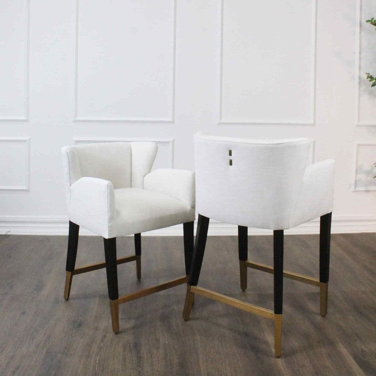 Grace White Fabric Barstool - view 4