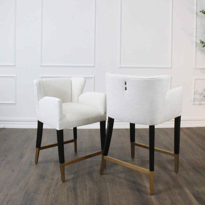 Grace White Fabric Barstool - view 4