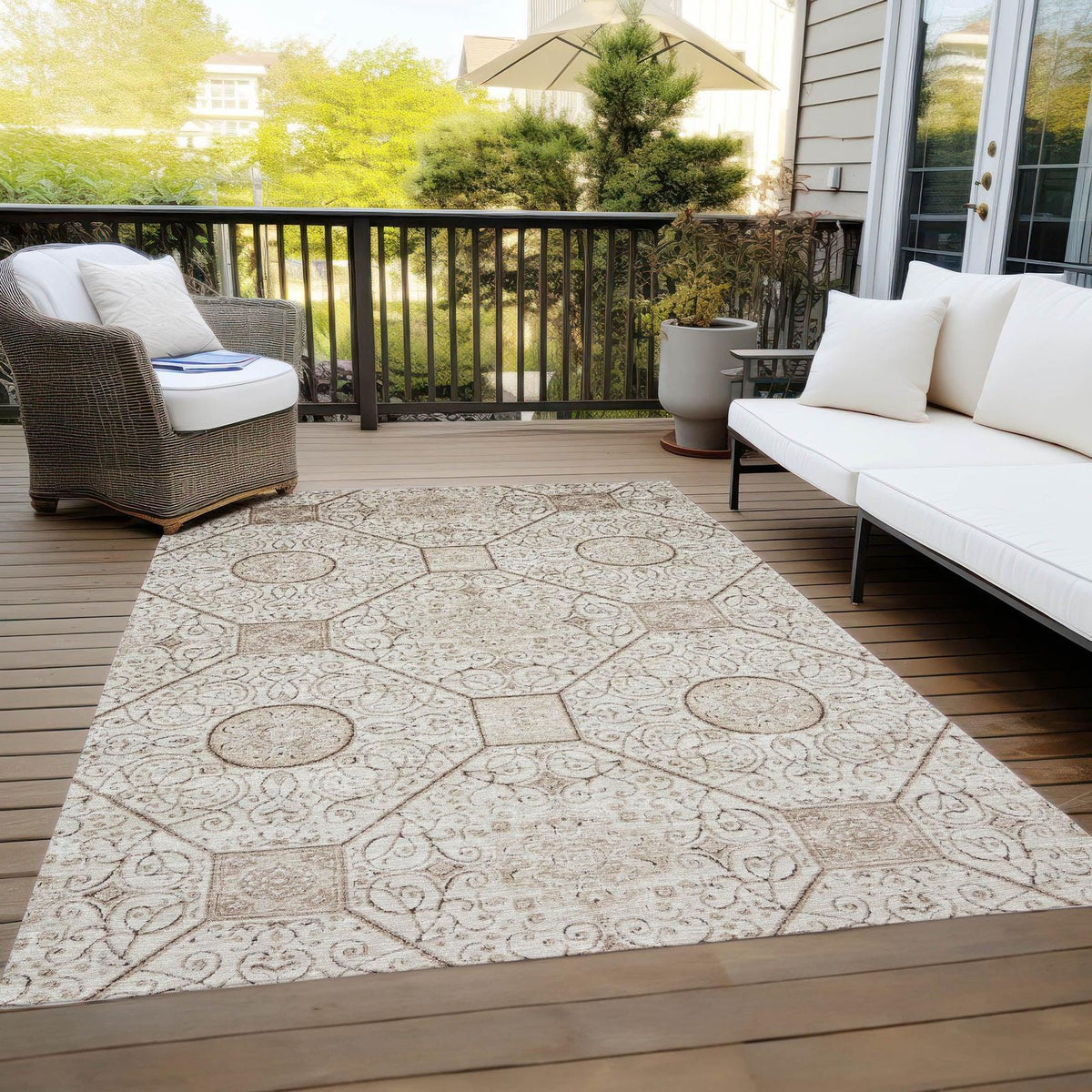 Iriora Brown Washable Indoor-Outdoor Rug