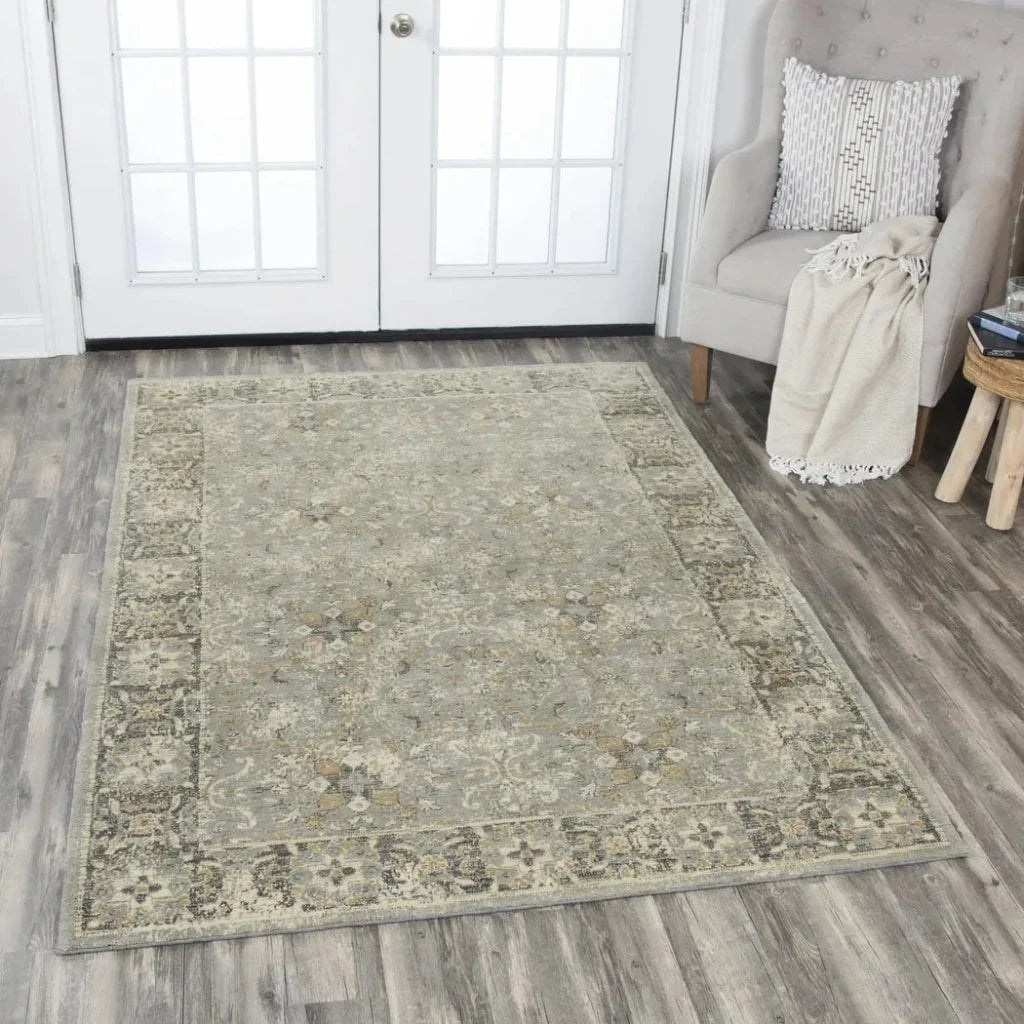 Cleo Persian Gray Large Area Rugs For Living Room -- gray