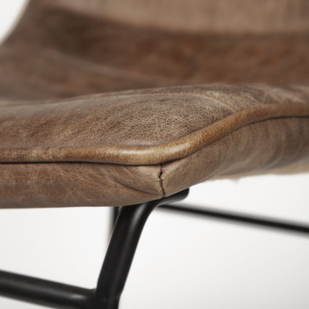 Meritt 37"H Brown Leather High-Back Bar Stool -- Brown
