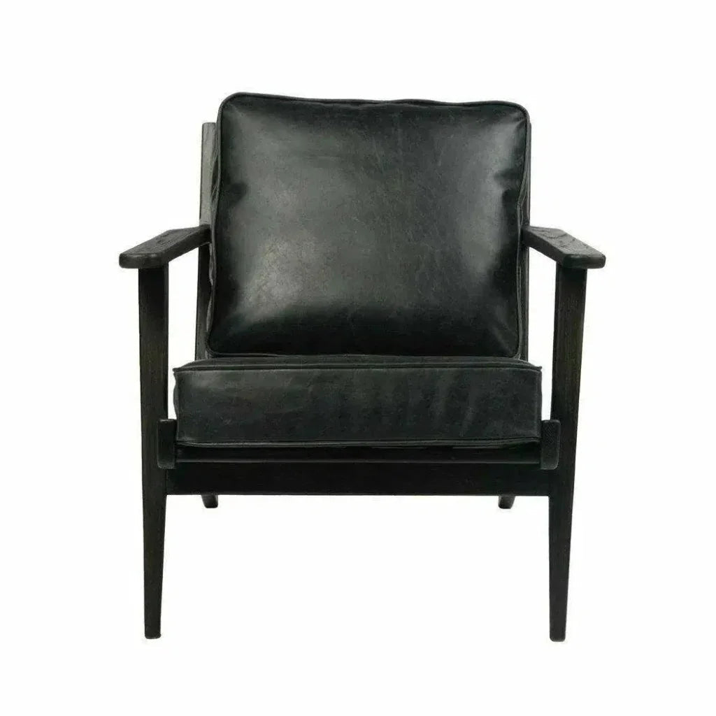 Junior Arm Chair Black Leather Seat Over Wood Base -- view 5