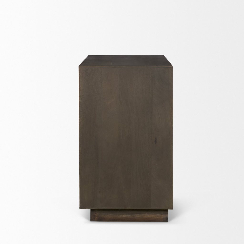 Cinder 36" Distressed Dark Brown Reeded 2-Door Closed Accent -- Dark Brown