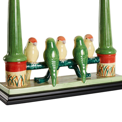 Wildwood Budgies Hand Painted Glazed Ceramic Table Lamp