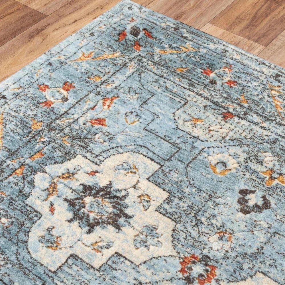 Alva Medallion Blue Large Area Rugs For Living Room -- blue